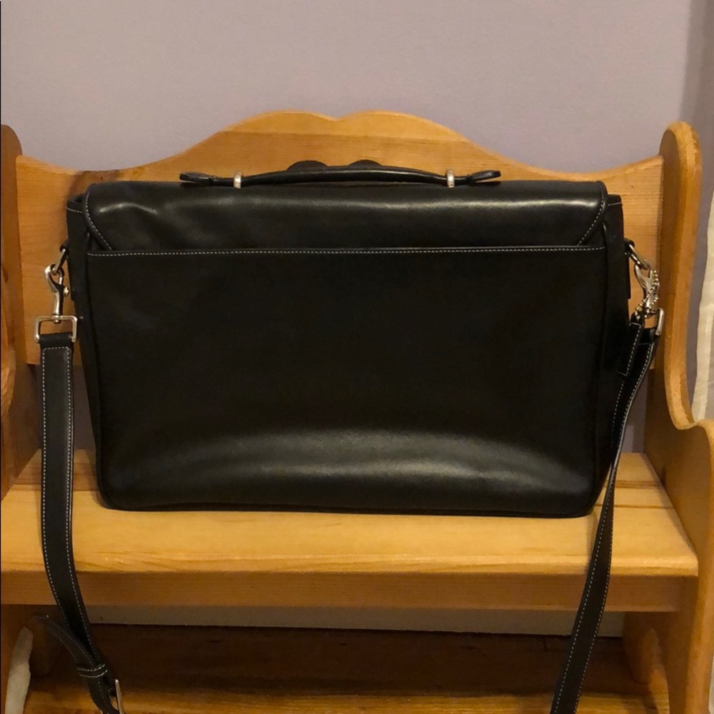 Authentic coach black leather business tote - Picture 2 of 8